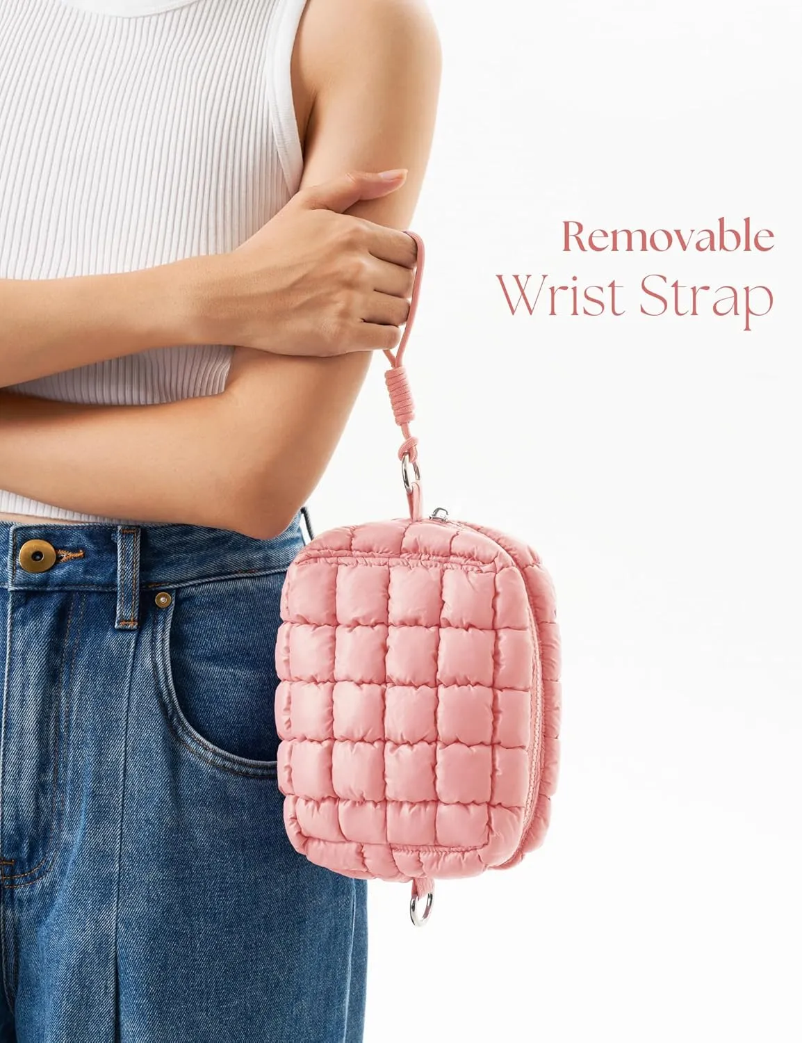 Quilted Makeup Bag Puffy Cosmetic Bag Cute Puffer Travel Toiletry Bag for Women, Small Makeup Pouch for Purse Quilted Cosmetic Pouch for Essentials Toiletries, Gift for Women, Girls