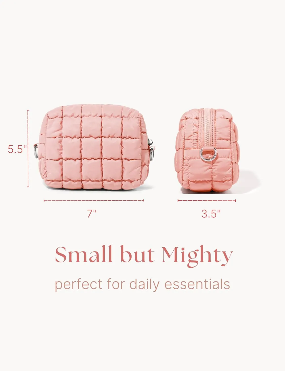 Quilted Makeup Bag Puffy Cosmetic Bag Cute Puffer Travel Toiletry Bag for Women, Small Makeup Pouch for Purse Quilted Cosmetic Pouch for Essentials Toiletries, Gift for Women, Girls