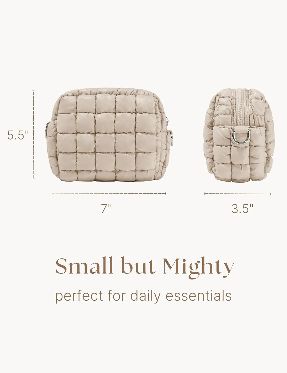 Quilted Makeup Bag Puffy Cosmetic Bag Puffer Travel Toiletry Bag for Women, Small Makeup Pouch for Purse Quilted Cosmetic Pouch for Essentials Toiletries, Gift for Women