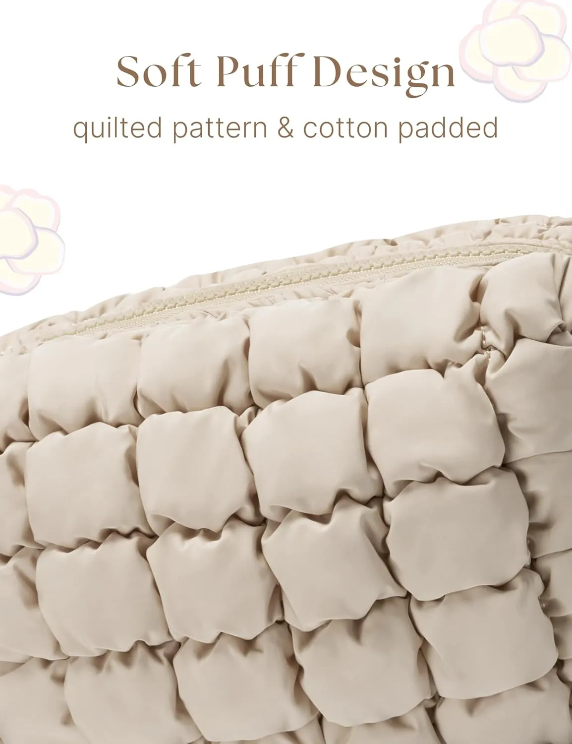 Quilted Makeup Bag Puffy Cosmetic Bag Puffer Travel Toiletry Bag for Women, Small Makeup Pouch for Purse Quilted Cosmetic Pouch for Essentials Toiletries, Gift for Women