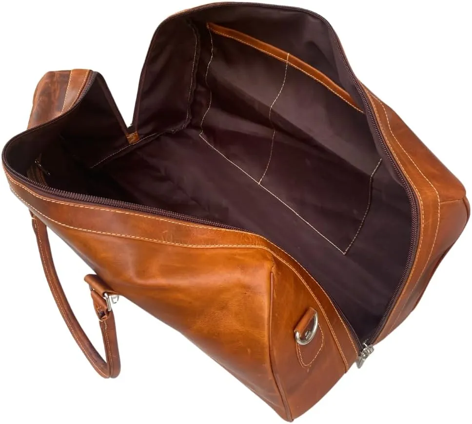 "Premium Genuine Leather Travel Weekender Duffel Bag - Stylish, Durable Gym & Outdoor Carryall, Multi-Use Design for Men, Perfect for Weekend Getaways, Workouts & Adventure Trips" (24 inch)