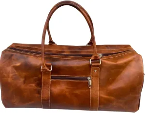 "Premium Genuine Leather Travel Weekender Duffel Bag - Stylish, Durable Gym & Outdoor Carryall, Multi-Use Design for Men, Perfect for Weekend Getaways, Workouts & Adventure Trips" (24 inch)
