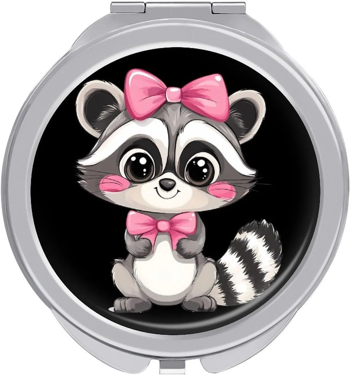 Raccoon Compact Makeup Mirror Mini Foldable Cosmetic Mirror Portable Travel Mirror for Purse Pocket