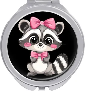 Raccoon Compact Makeup Mirror Mini Foldable Cosmetic Mirror Portable Travel Mirror for Purse Pocket
