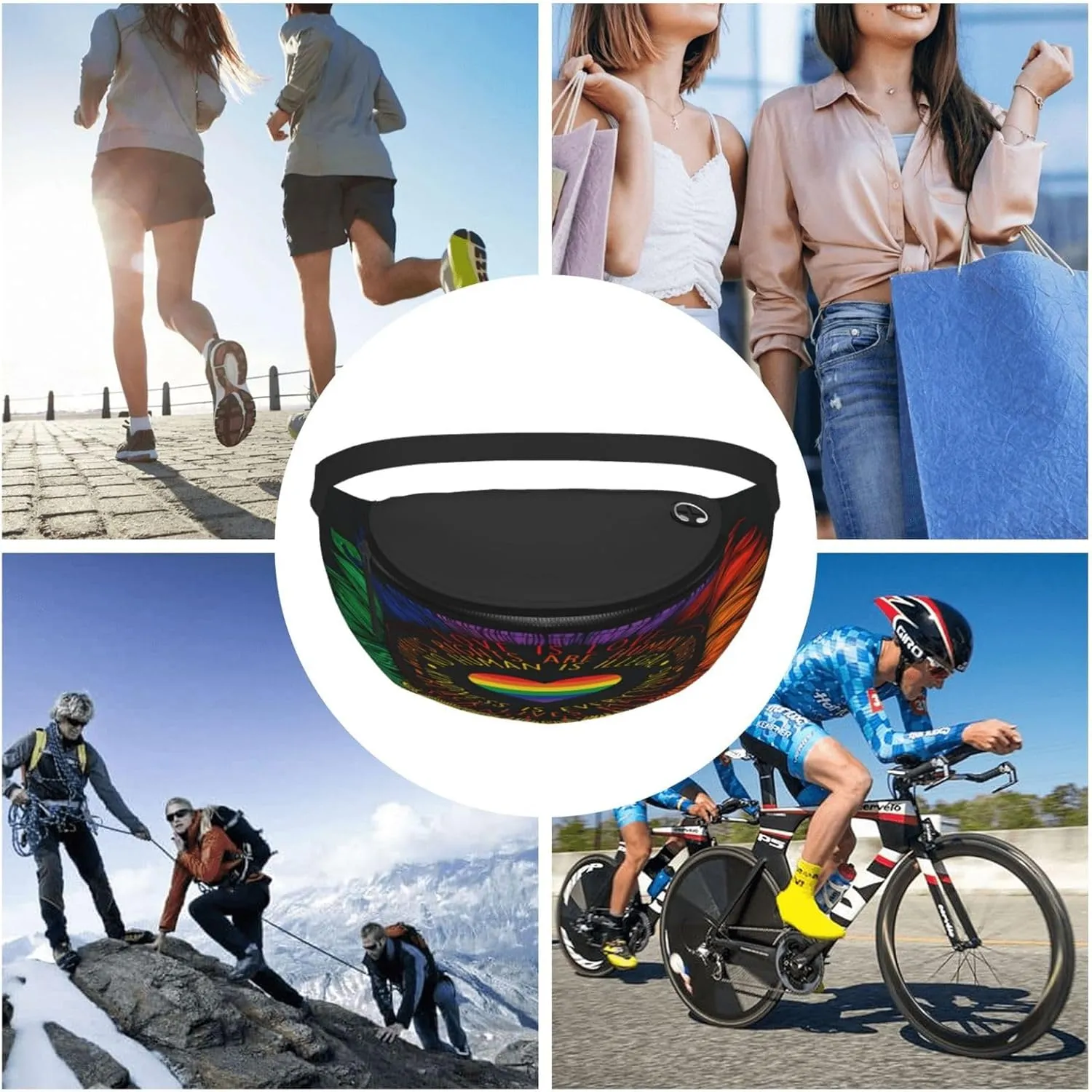 Rainbow Lipss Pride Gay Lesbian Lgbt Waist Packs Unisex Adjustable Shoulder Strap Messenger Bag Sports Travel Running Leisure Waist Bag
