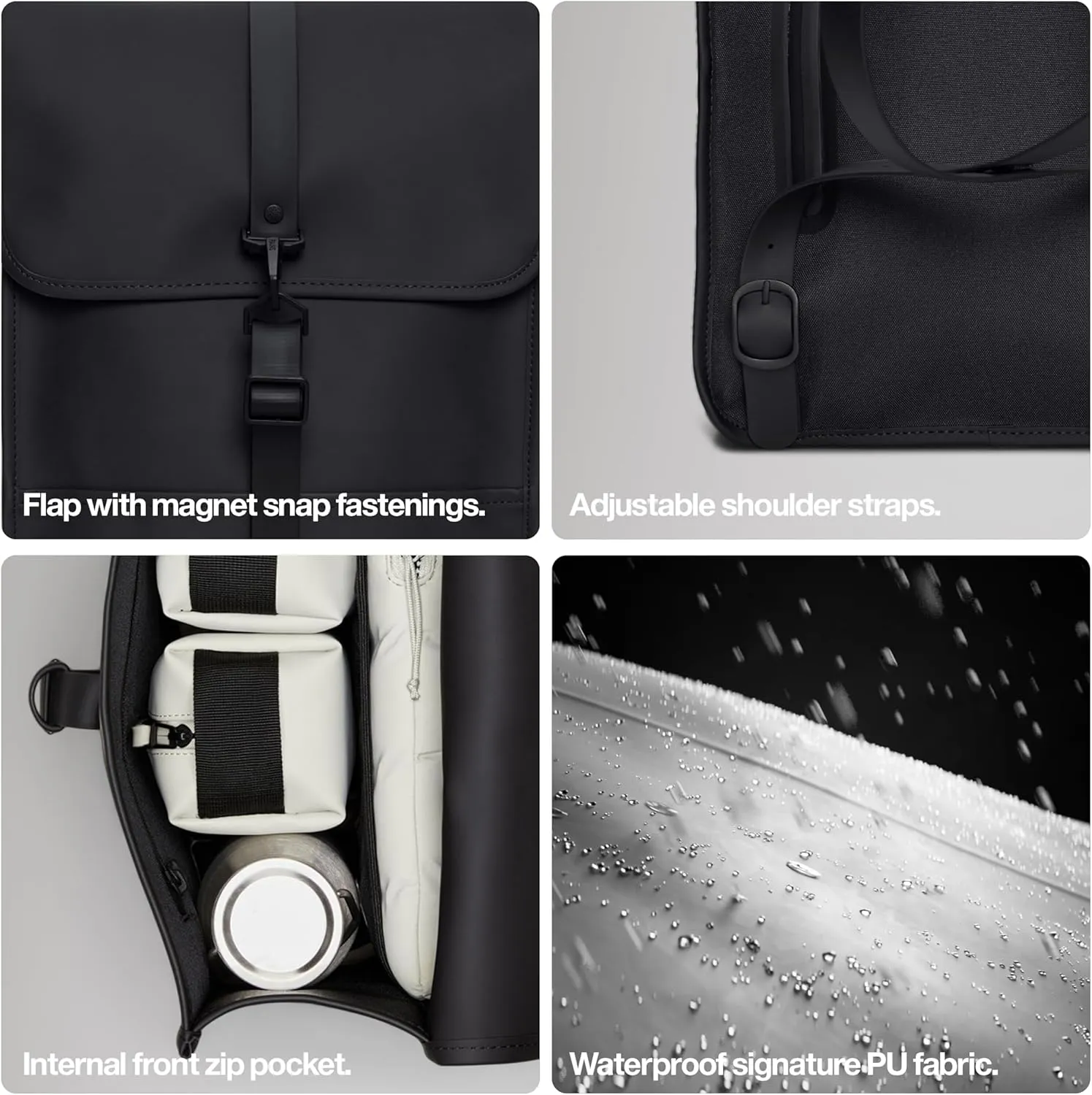 RAINS Backpack - Grey Waterproof Minimalist Backpack for Men and Women - 15 Inch Laptop Compartment, Flap Closure, Water Resistant & Water Repellent - 2 Year Warranty