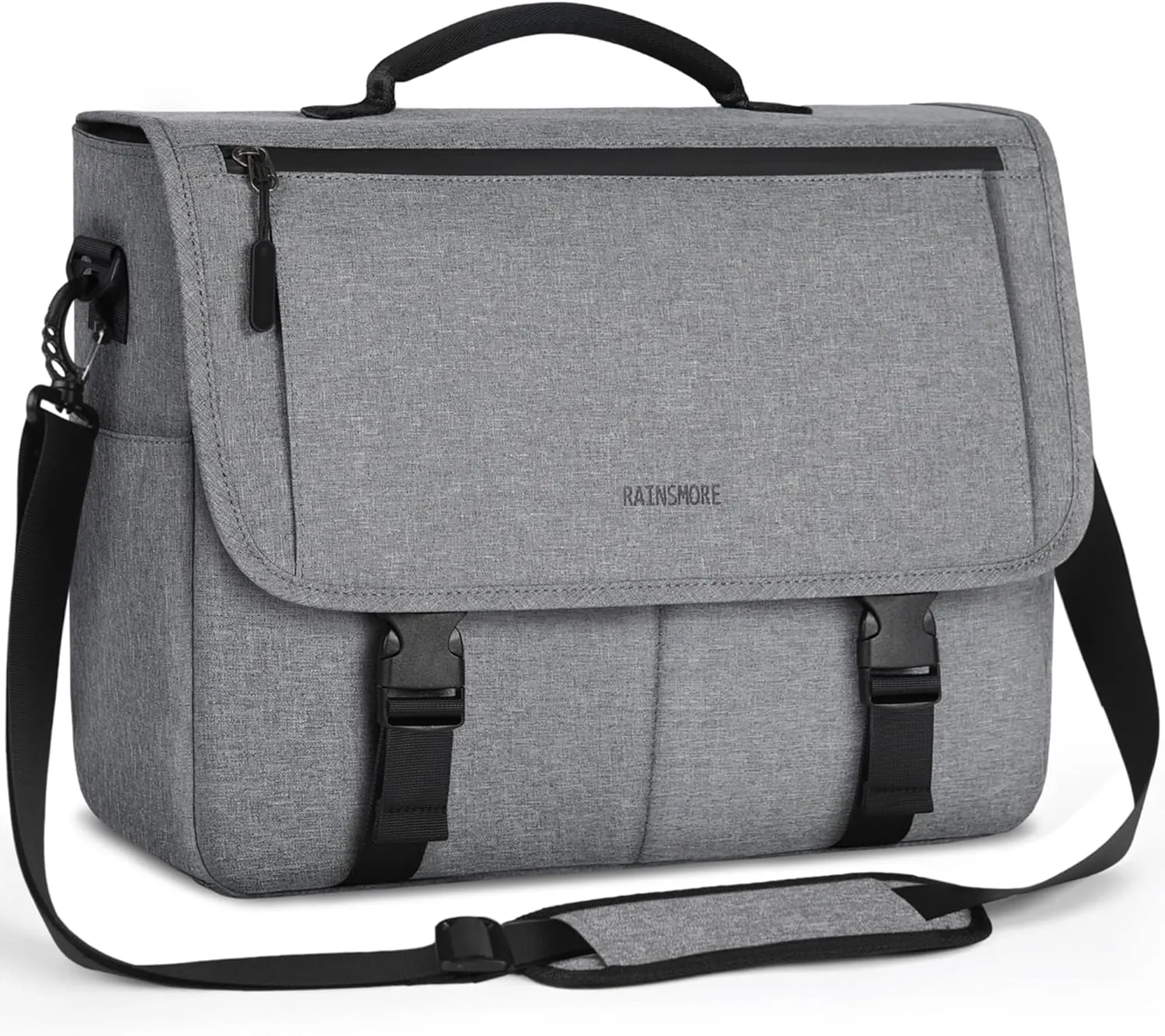 RAINSMORE Messenger Bag for Men Messenger Bag 15.6 Inch Water Resistant Laptop Bag Casual Satchel Bags for Men Large College Computer Bag Office Work Briefcase Fashion Crossbody Shoulder Handbag, Gray