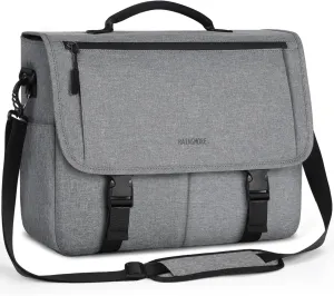 RAINSMORE Messenger Bag for Men Messenger Bag 15.6 Inch Water Resistant Laptop Bag Casual Satchel Bags for Men Large College Computer Bag Office Work Briefcase Fashion Crossbody Shoulder Handbag, Gray