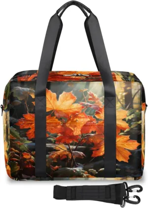 Realistic Style Autumn Maple Womens Travel Bags, Weekender Carry on for Women, Sports Gym Bag, Workout Duffel bag, Overnight Shoulder Bag