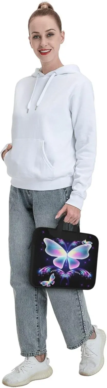 Red Butterfly Laptop Shoulder Bag ​for Men Women, Computer Carrying Case Messenger Bag with Strap