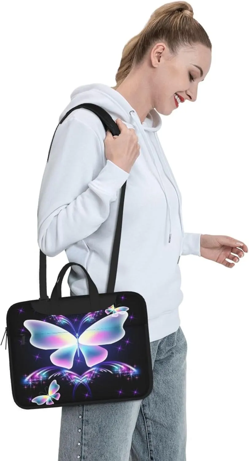 Red Butterfly Laptop Shoulder Bag ​for Men Women, Computer Carrying Case Messenger Bag with Strap