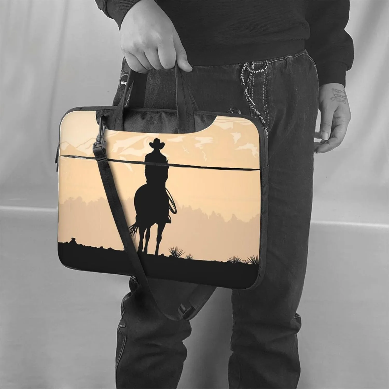 Red Cute Piggy Laptop Shoulder Bag ​for Men Women, Computer Carrying Case Messenger Bag with Strap