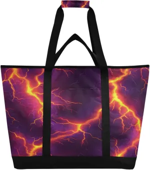 Red Lightning Reusable Insulated Lunchbox Cooler Bag, Leakproof Kitchen Grocery Bag Collapsible Portable Cooler Tote Bag for Picnic, Camping, Office, Travel
