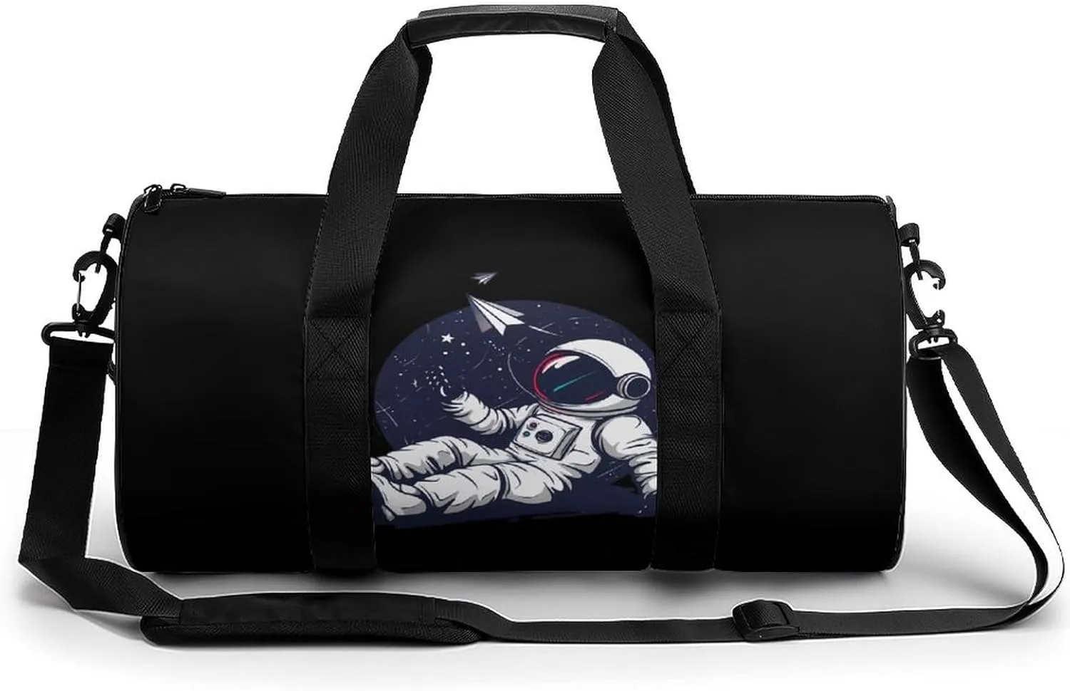 Relaxing Astronaut Throwing Paper Airplanes Gym Bag Workout Sports Bag Lightweight Tote Duffel Bag Travel Weekender Bag for Women Men