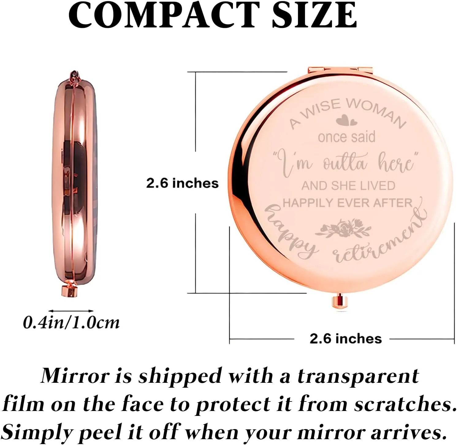 Retirement Gift for Woman, Retirement Gifts, Retirement Gifts for Women 2025 Coworker Leaving Gifts, Happy Retirement Gifts Comapact Mirror