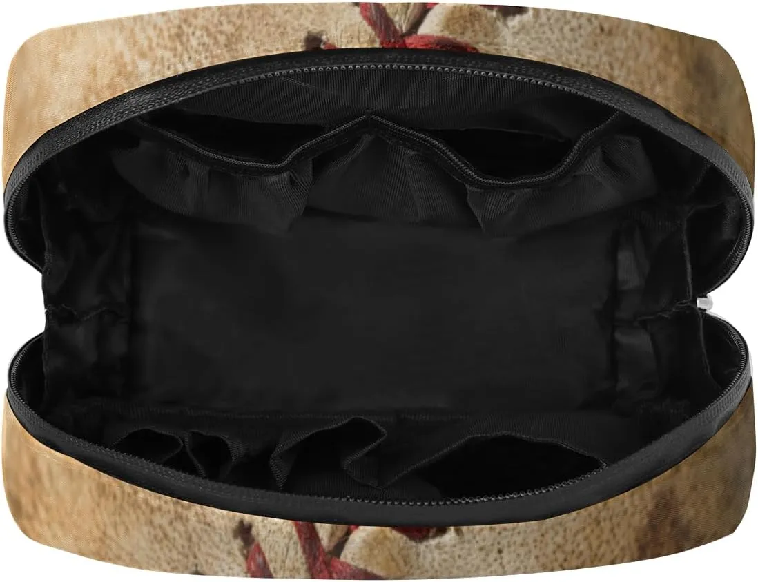 Retro Baseball Travel Toiletry Bag for Boys Men, Waterproof Shaving Bag with Large Capacity for Travel,Sports,Shower, Cute Small Dopp Kit for Women