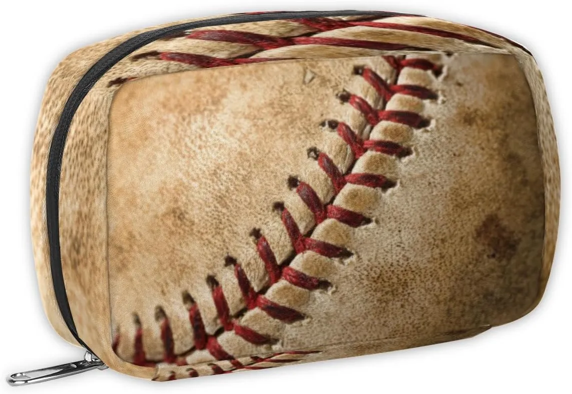 Retro Baseball Travel Toiletry Bag for Boys Men, Waterproof Shaving Bag with Large Capacity for Travel,Sports,Shower, Cute Small Dopp Kit for Women