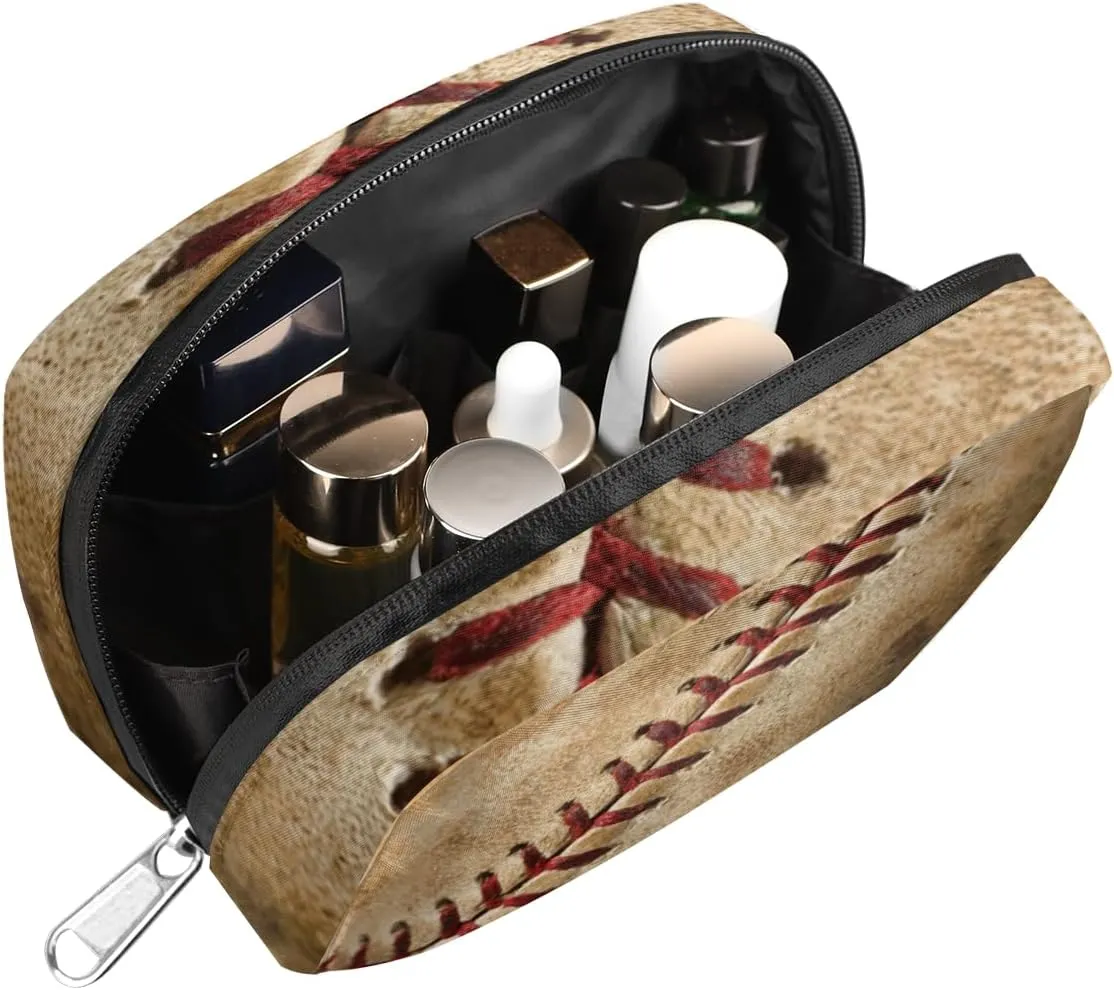 Retro Baseball Travel Toiletry Bag for Boys Men, Waterproof Shaving Bag with Large Capacity for Travel,Sports,Shower, Cute Small Dopp Kit for Women