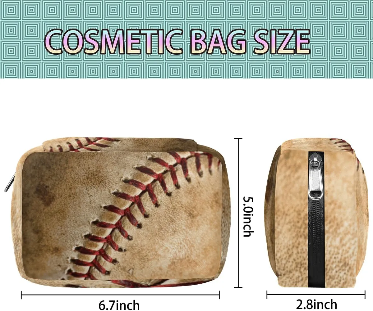 Retro Baseball Travel Toiletry Bag for Boys Men, Waterproof Shaving Bag with Large Capacity for Travel,Sports,Shower, Cute Small Dopp Kit for Women
