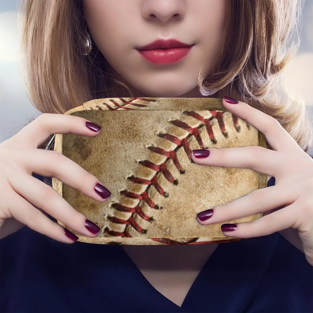 Retro Baseball Travel Toiletry Bag for Boys Men, Waterproof Shaving Bag with Large Capacity for Travel,Sports,Shower, Cute Small Dopp Kit for Women