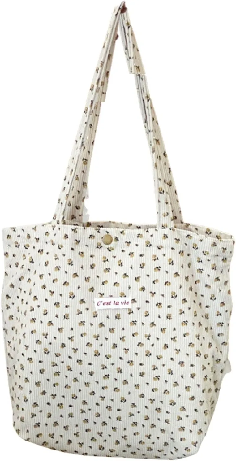 Retro Corduroy Large-Capacity Tote Bag Shoulder Bag Casual Large-Capacity Shopping Bag
