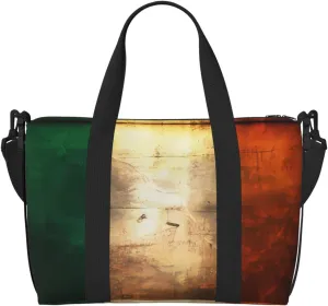 Retro Irish flag Hand-held travel bag, messenger casual handbag, suitable for work, travel, fitness, tourism, women's zipper storage bag,