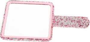 Rhinestone Handheld Makeup Mirror Lightweight Square Design for Women Portable Cosmetic Mirror for Chic Present for Makeup Artists and Friends Exquisite and Decorative