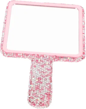 Rhinestone Handheld Makeup Mirror Square Travel Cosmetic Mirror for Ladies Reflection for Makeup Vanity Bedroom and Office Compact and Ergonomic Design
