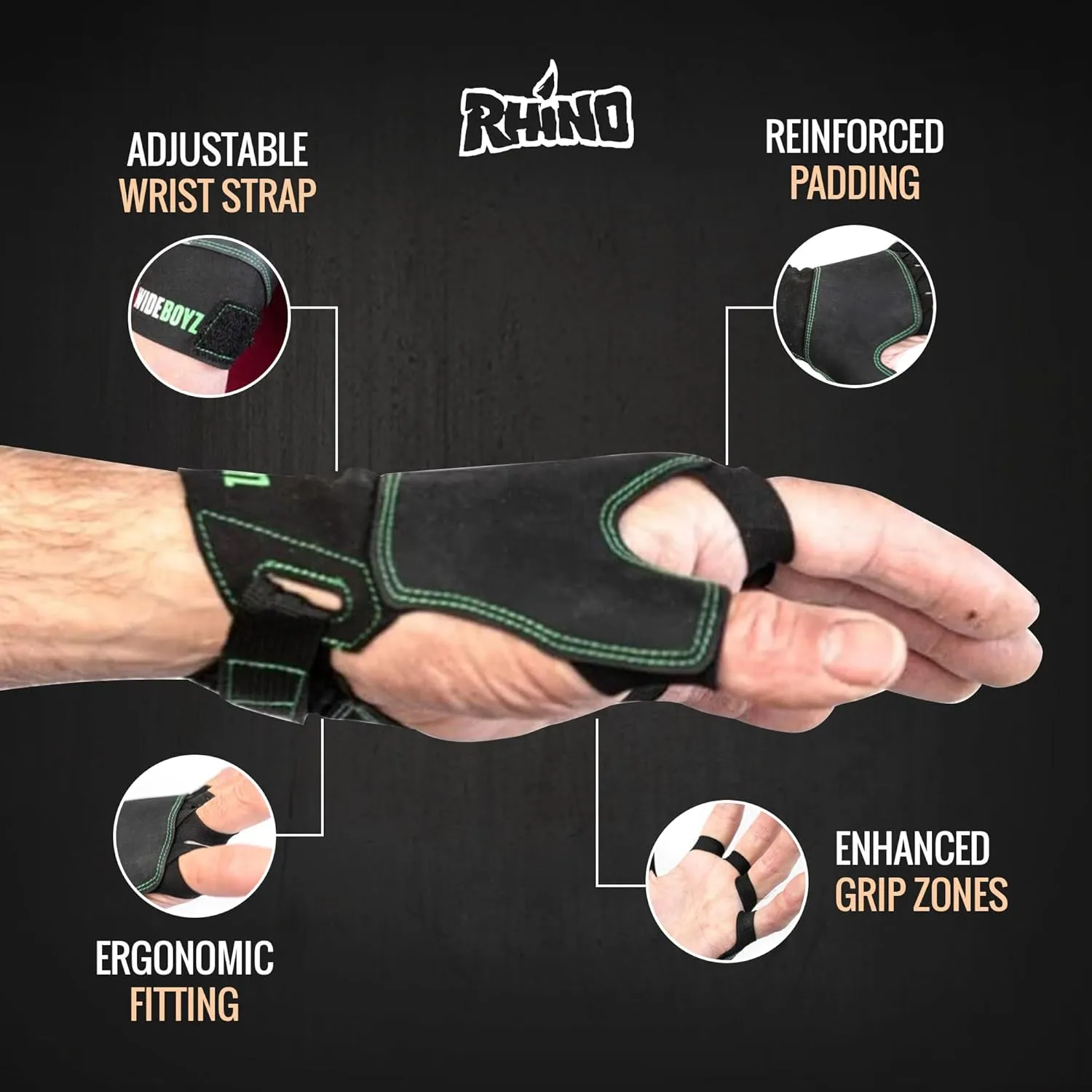 Rhino Skin Solutions Wideboyz Crack Climbing Gloves | Rock Climbing | Crack Climbing | Full Protection | Thumb Protection | Sticky Rubber
