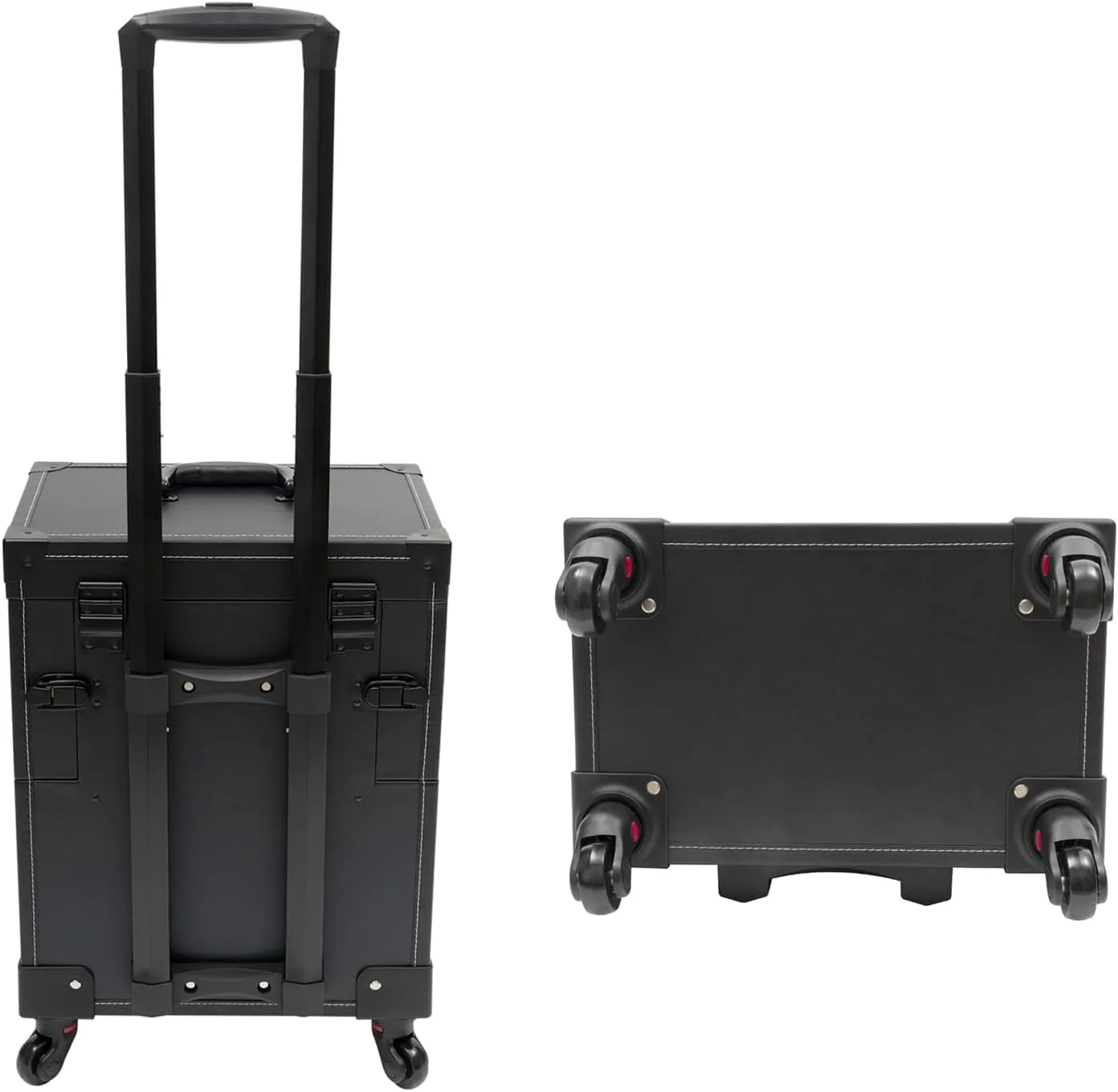 Rolling Makeup Train Case, Large Capacity Trolley Makeup Travel Case with Mirror Key Wheel, Professional Cosmetic Organizer for Make-Up Artist Hairdresser Nail Technician Beautician (Black)