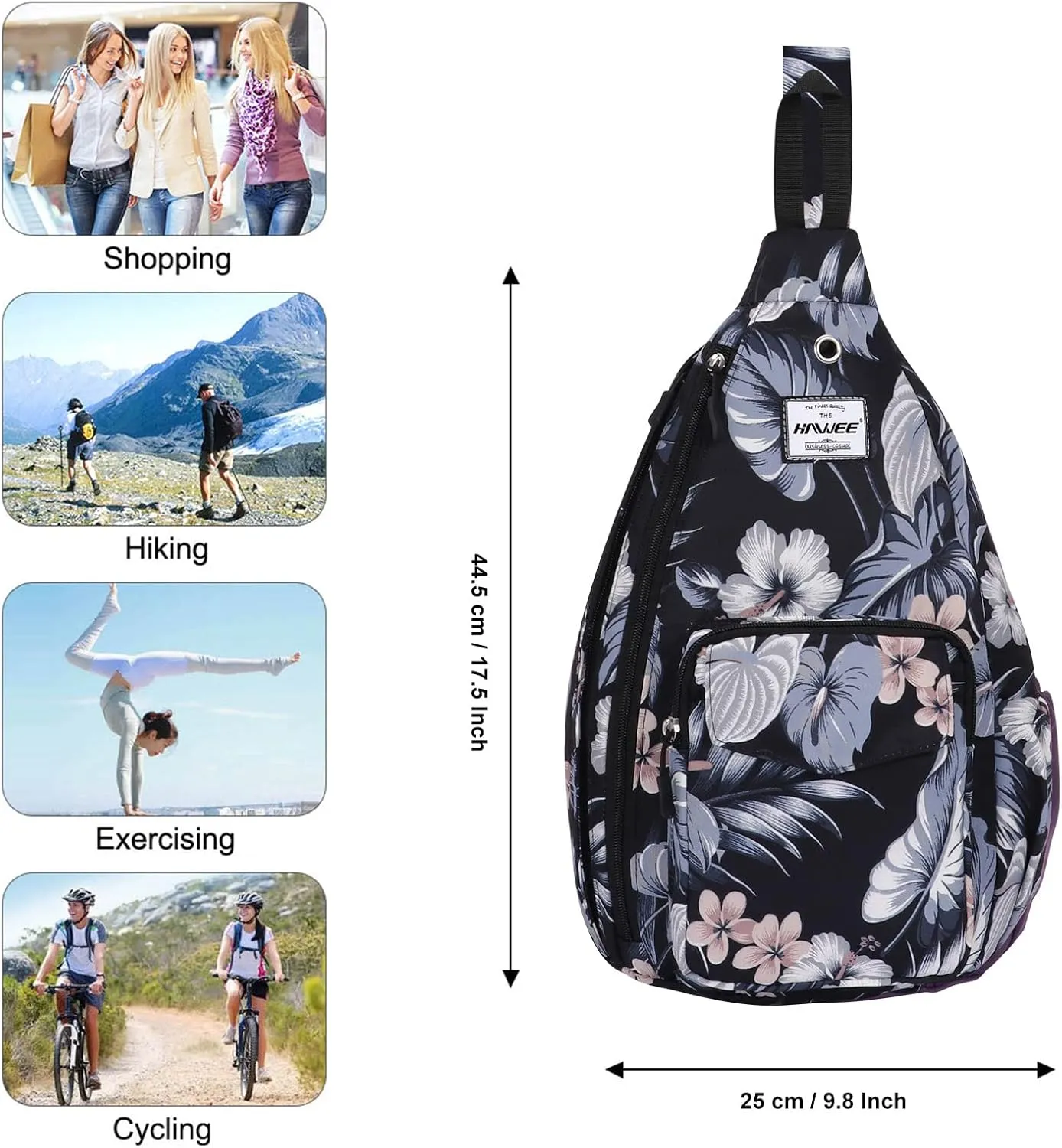 Rope Sling Bag for Women Men Casual Cross Body Daypack Backpack Adjustable Strap Water Repellent for Travel/Sport