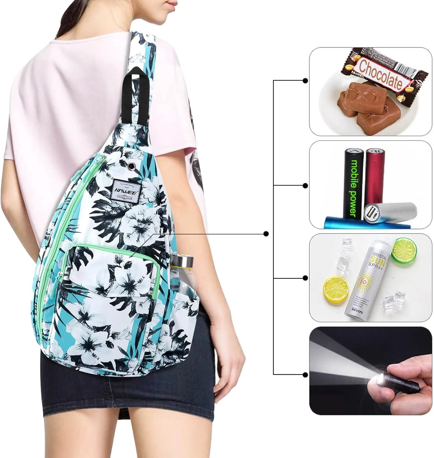 Rope Sling Bag for Women Men Casual Cross Body Daypack Backpack Adjustable Strap Water Repellent for Travel/Sport