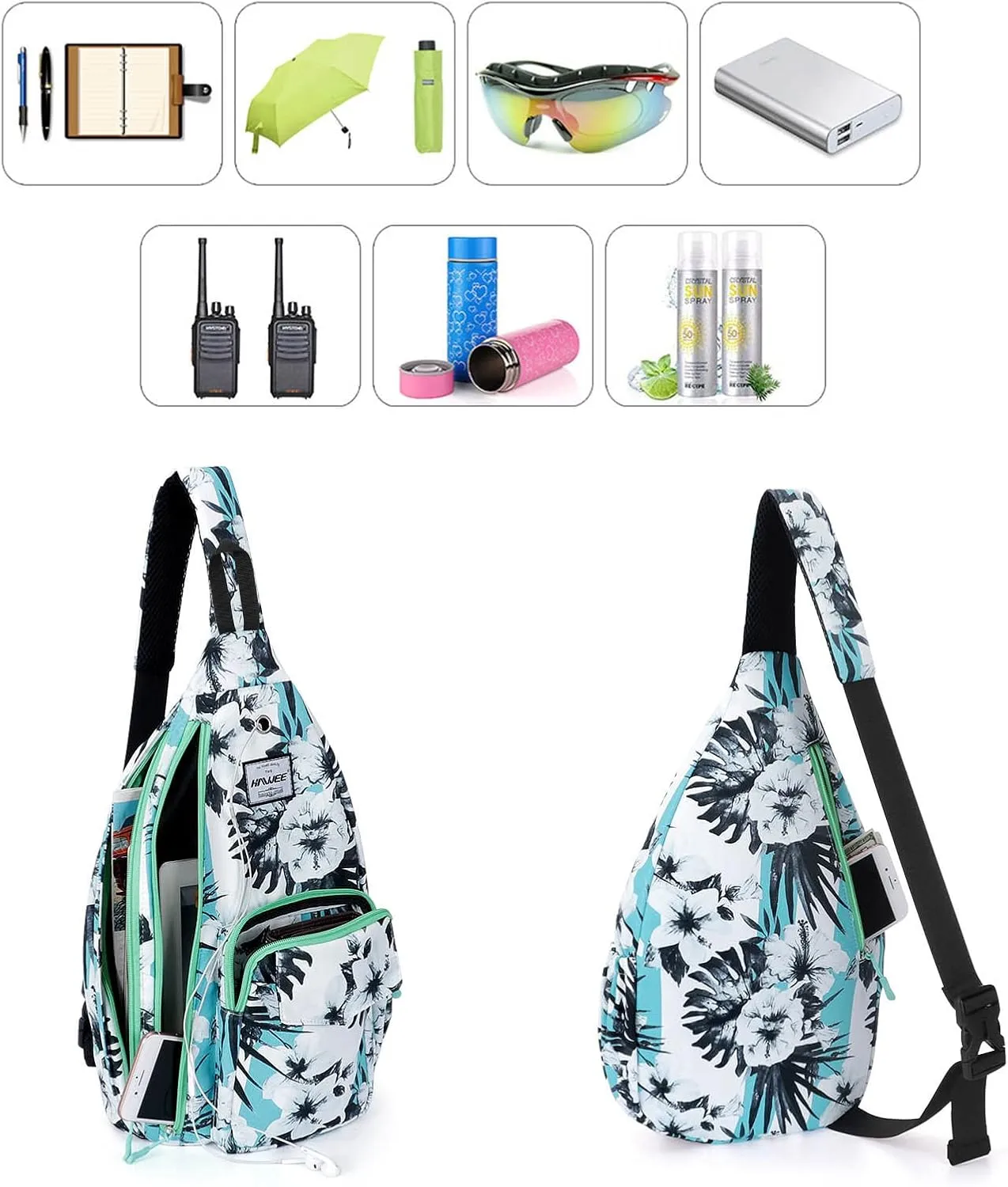 Rope Sling Bag for Women Men Casual Cross Body Daypack Backpack Adjustable Strap Water Repellent for Travel/Sport