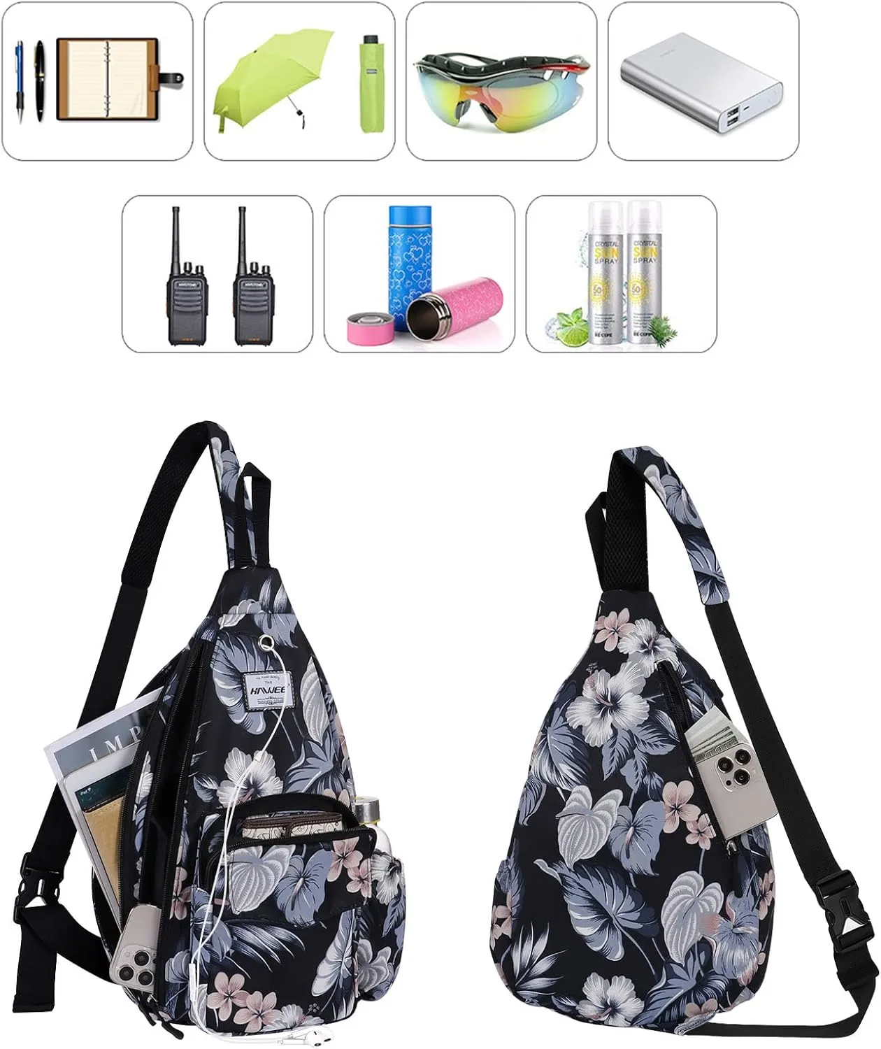 Rope Sling Bag for Women Men Casual Cross Body Daypack Backpack Adjustable Strap Water Repellent for Travel/Sport