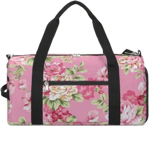 Rose Bouquet Sports Tote Gym Bag for Women Men, Overnight Bag with Shoe Compartment Water Resistant