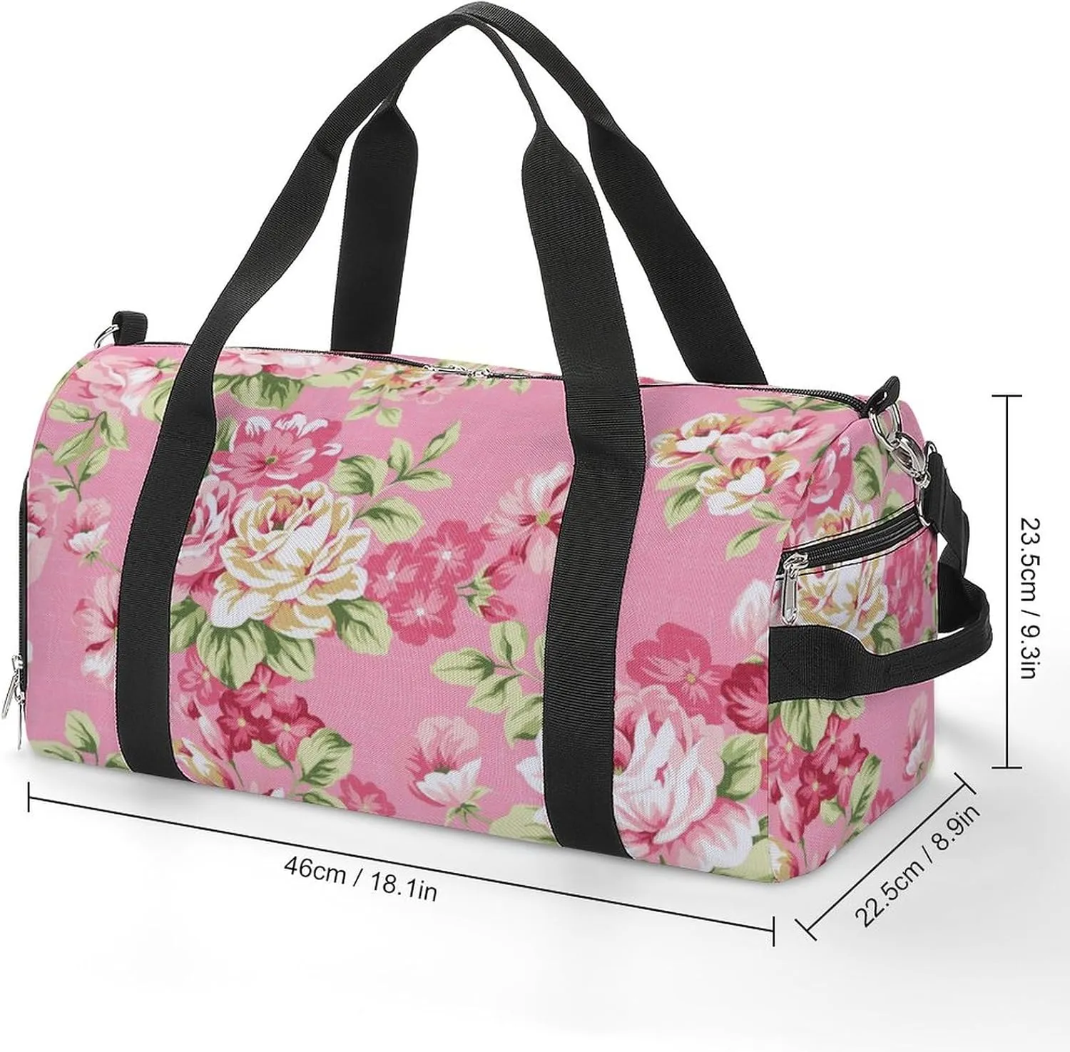 Rose Bouquet Sports Tote Gym Bag for Women Men, Overnight Bag with Shoe Compartment Water Resistant
