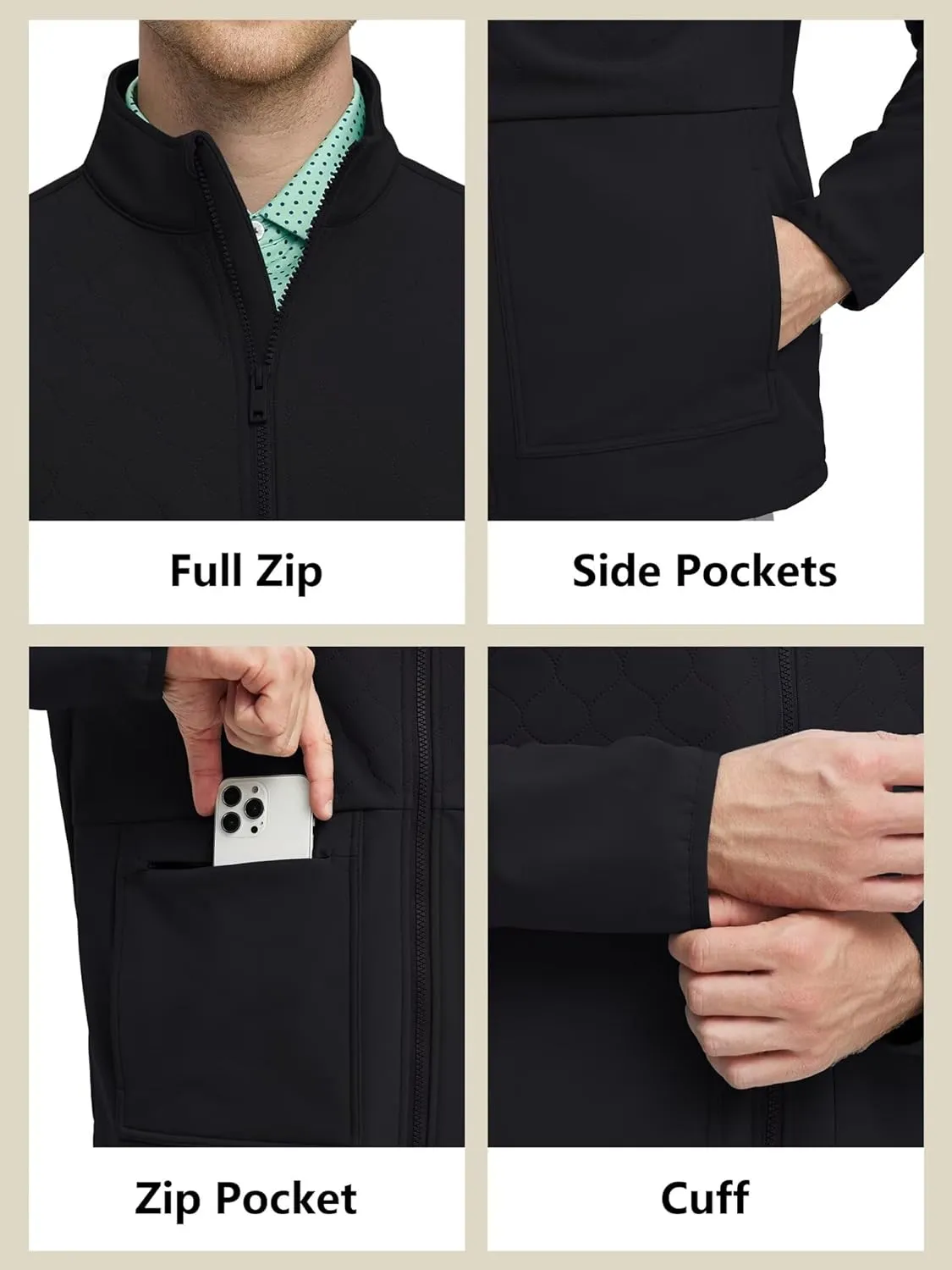 Rouen Soft Shell Jacket Mens Fleece Lined Lightweight Zip Up Water-Repellent Windbreaker Insulated Spring Fall Winter Jackets