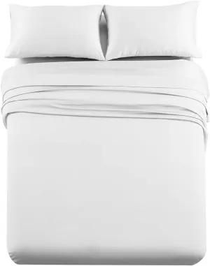 Royal Tradition Solid 1000-Thread-Count, 100-Percent Long Staple Cotton 4PC Queen Bed Sheets Set, White
