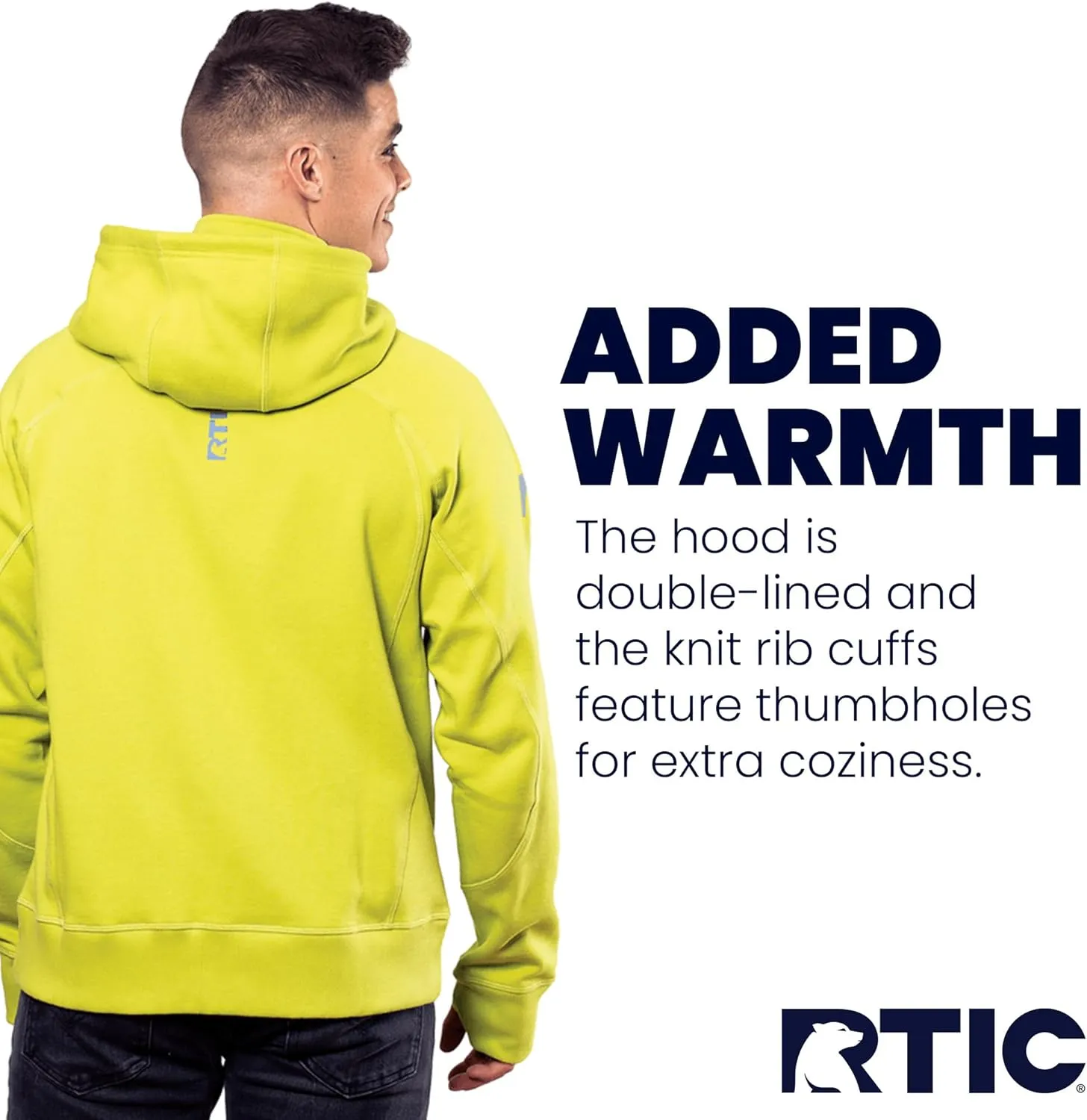 RTIC Mens Water-Repellent Zip Up Hoodie, Long Sleeve Hooded Zip Sweatshirt Jacket Water Resistant Outdoor Clothing