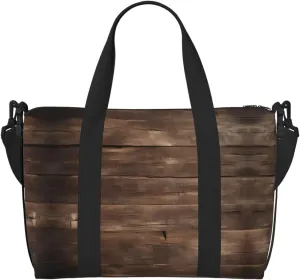 Rustic Old Barn Wood print Travel Duffel Bag,workout duffel bag, overnight shoulder Bag,Weekender Bag for Women Men