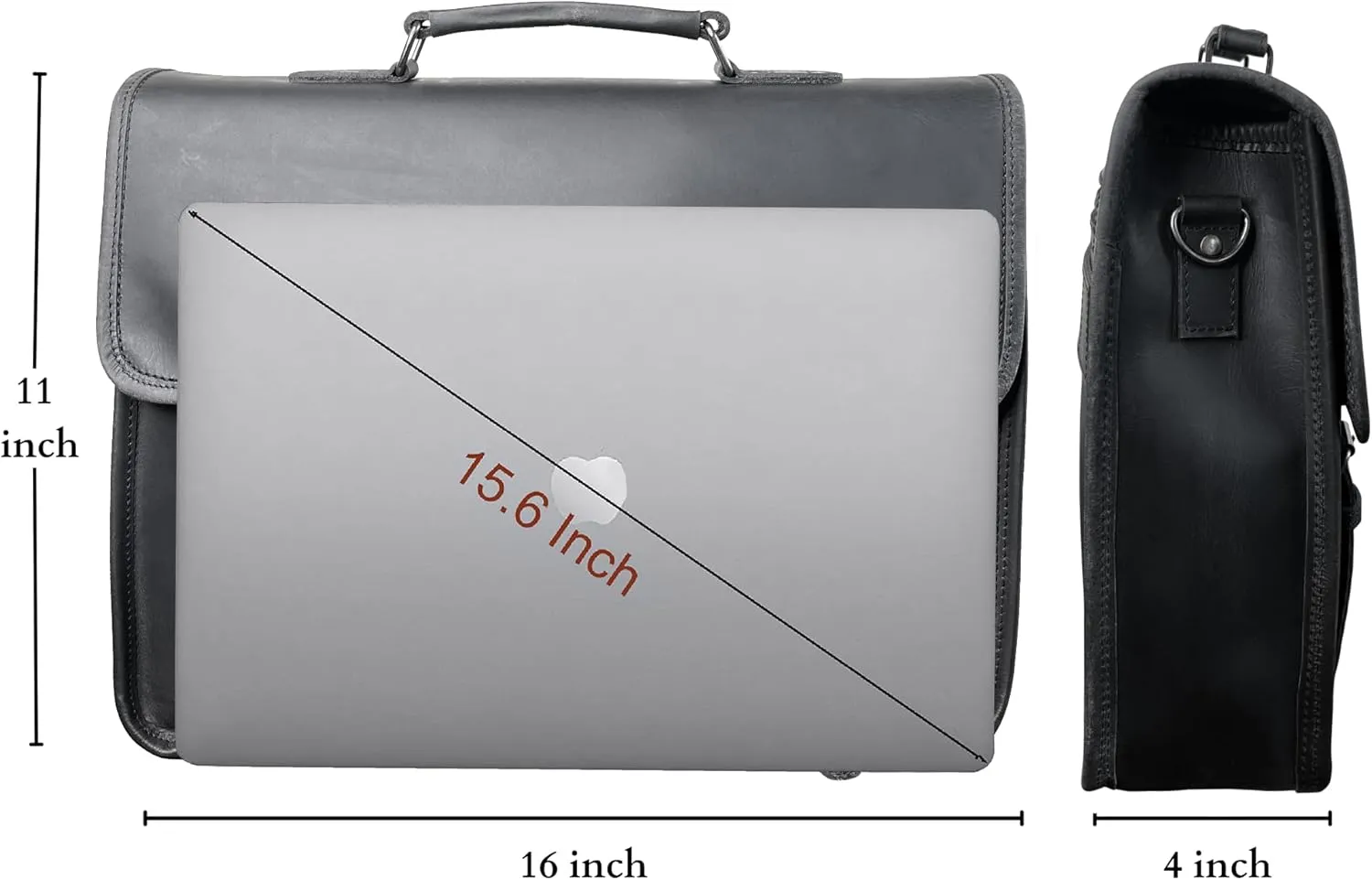 RUSTIC TOWN Leather Messenger Bag for Men - Full Grain Leather Briefcase Laptop Satchel Office Crossbody Travel Bag