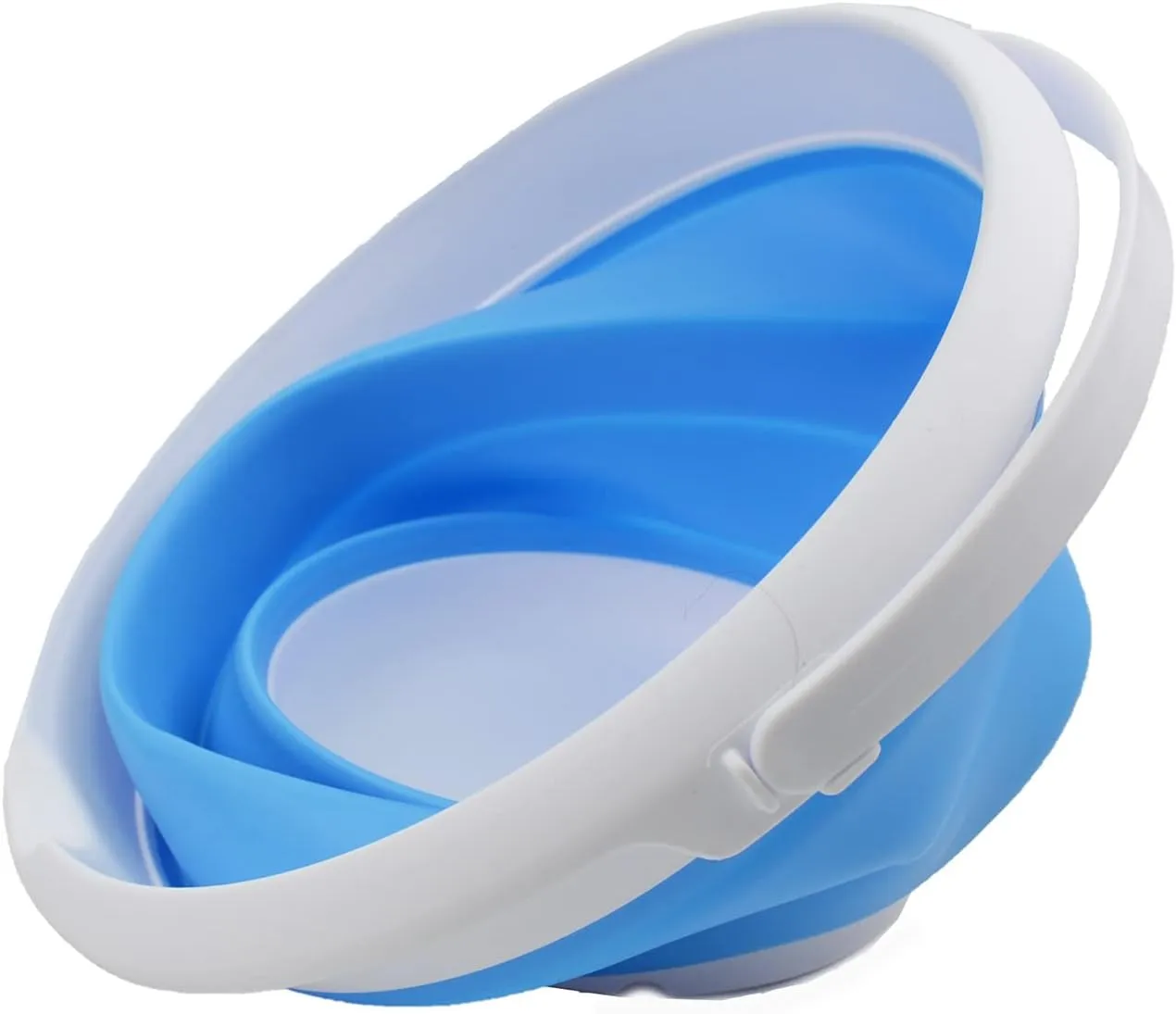 SAMMART 8.5L (2.2 Gallon) Collapsible Plastic Bucket - Foldable Round Tub - Portable Fishing Water Pail - Space Saving Outdoor Waterpot. Size 31cm Dia (White/Marine Blue, 2)