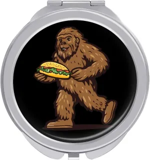 Sasquatch Bigfoot Carrying Tacoes Compact Makeup Mirror Mini Foldable Cosmetic Mirror Portable Travel Mirror for Purse Pocket