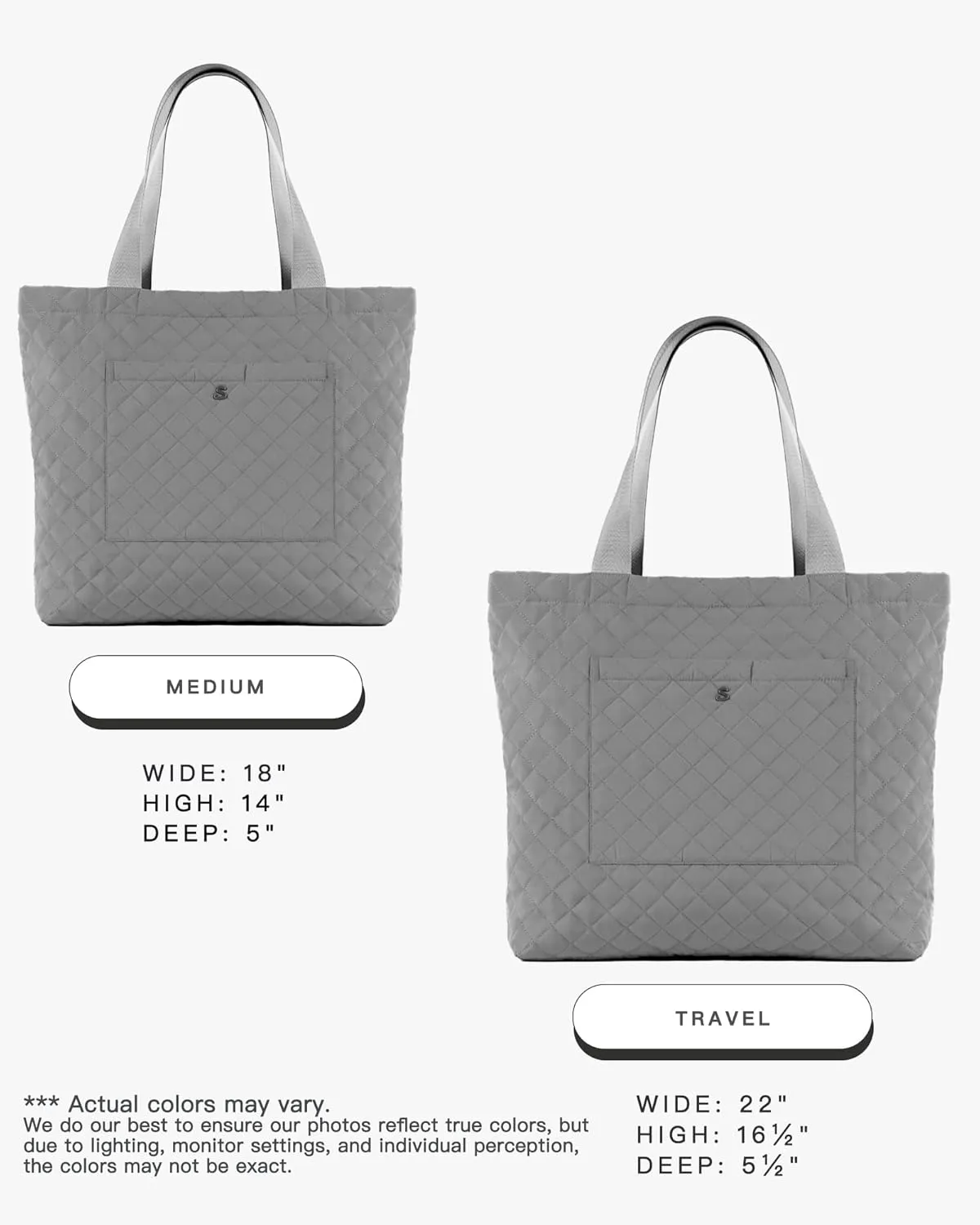SATINSAINT Large Tote Travel Bag for Women, Lightweight Quilted Carry-All Shoppers Tote for Travel, Work, Gym and Casual Use