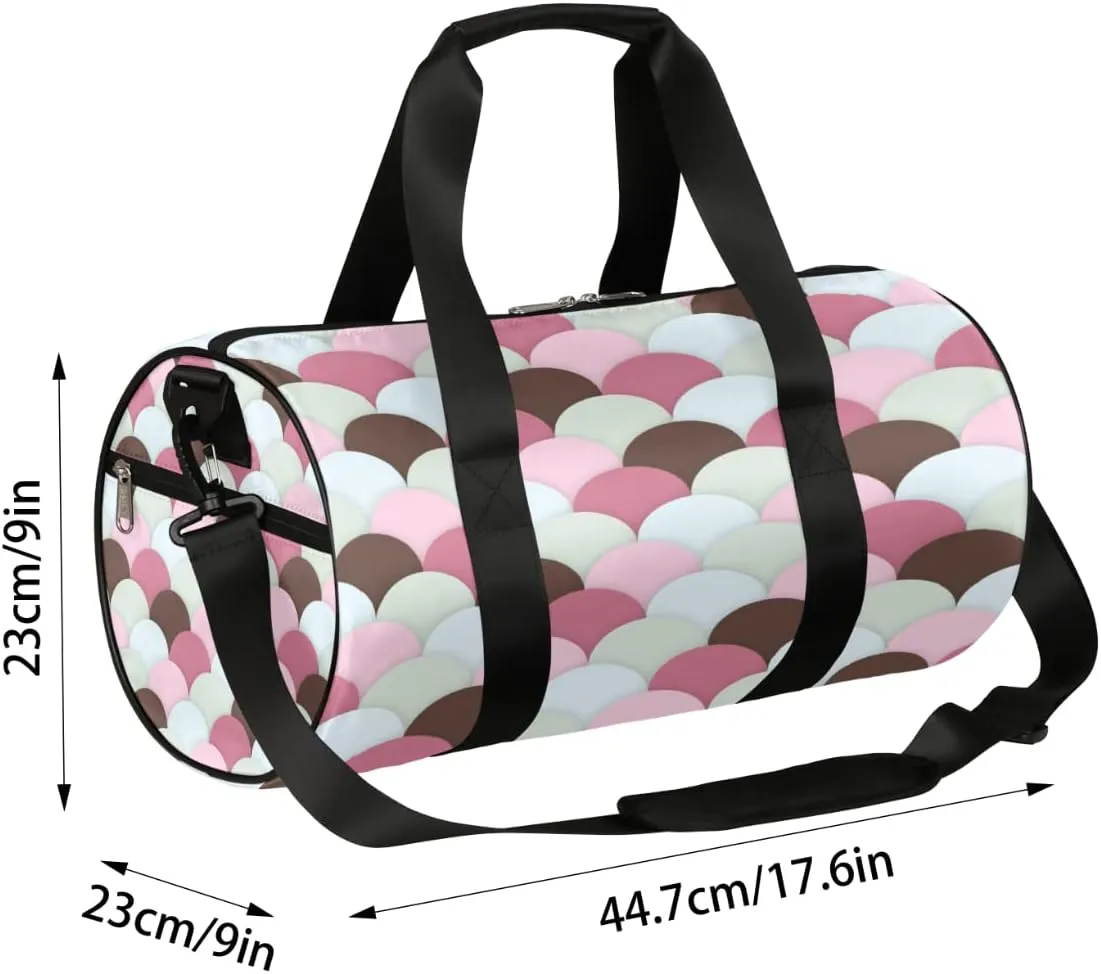 Scallops Scale Gym Bag Small Gym Duffel Bags for Men Women Warm Pink Overnight Weekender Workout Bag Lightweight Sport Duffle Bag Carry On Gymbag