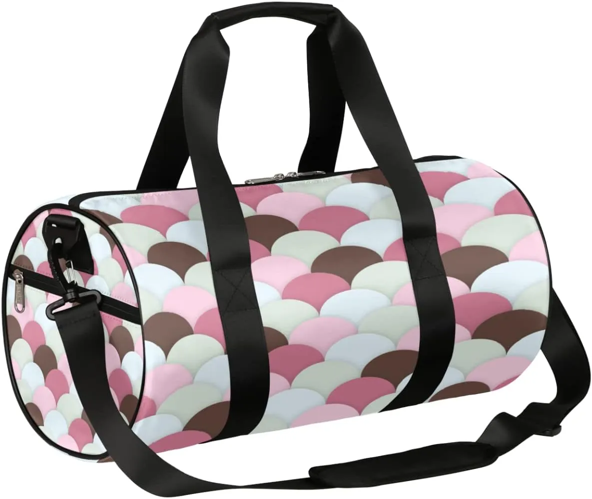 Scallops Scale Gym Bag Small Gym Duffel Bags for Men Women Warm Pink Overnight Weekender Workout Bag Lightweight Sport Duffle Bag Carry On Gymbag