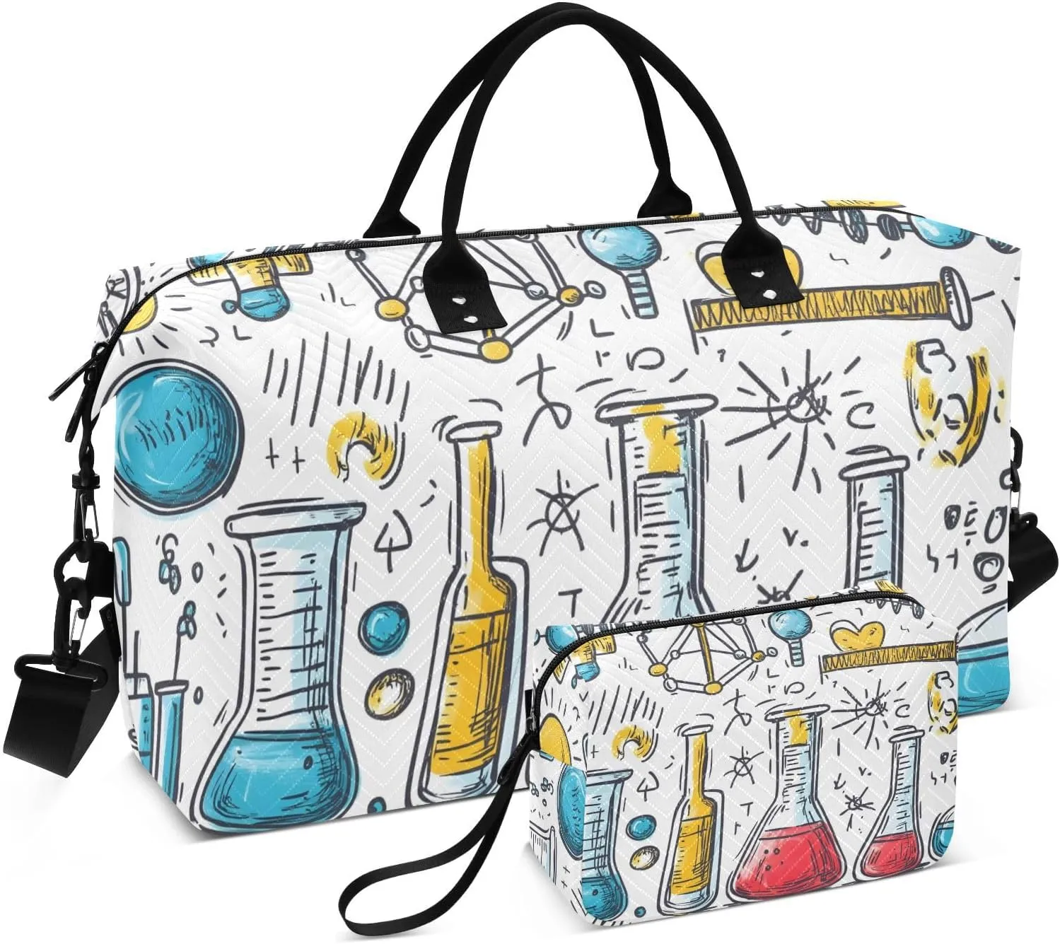 Science Bottle Star Duffel Bag for Traveling, Travel Bag Gym Bag, with Multiple Interior Pockets Shoulder Weekender Bag for Women Men with Toiletry Bag 20.5L x 1.9W x 13.8H