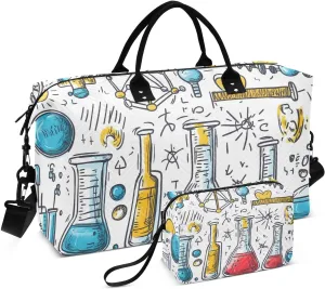 Science Bottle Star Duffel Bag for Traveling, Travel Bag Gym Bag, with Multiple Interior Pockets Shoulder Weekender Bag for Women Men with Toiletry Bag 20.5L x 1.9W x 13.8H