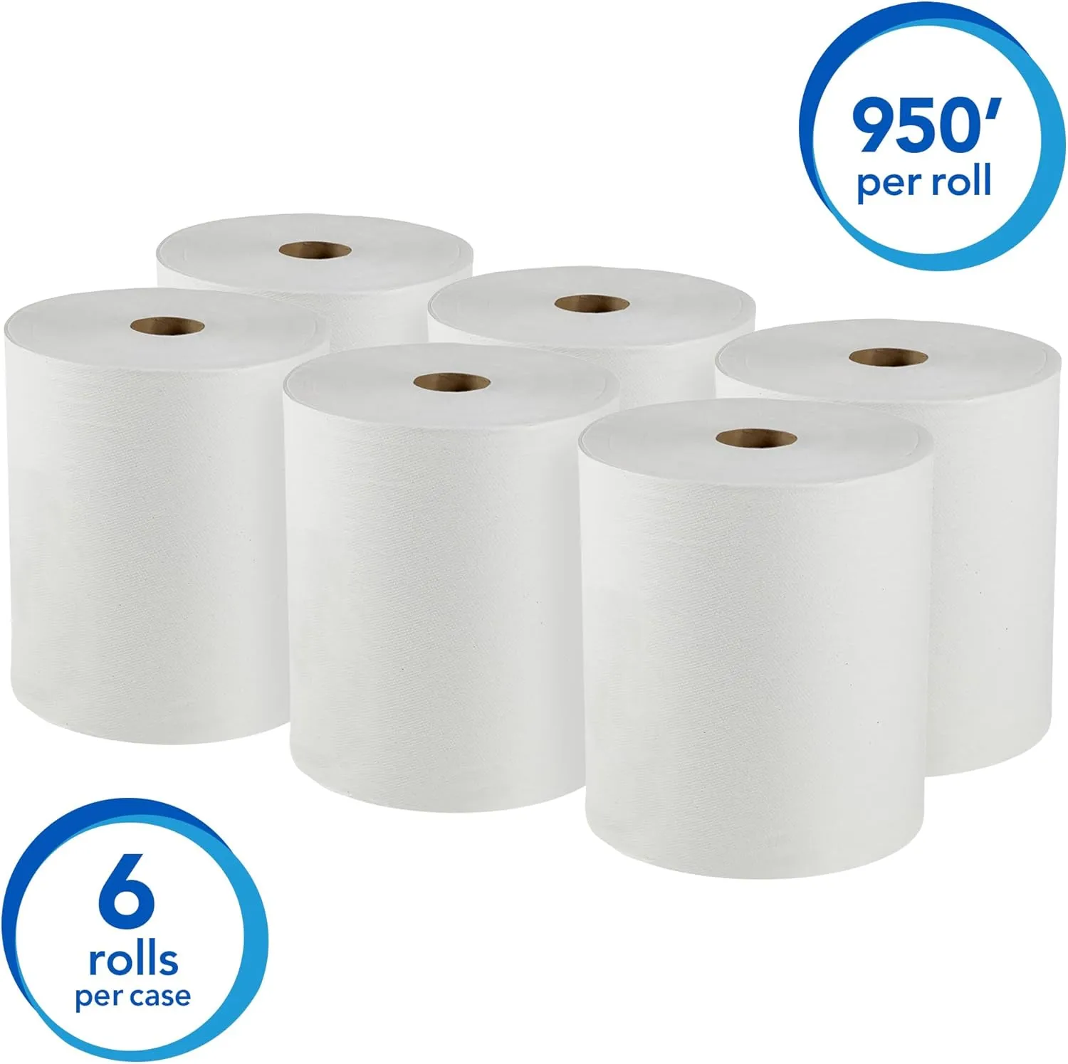 Scott Professional Essential Universal High-Capacity Hard Roll Paper Towels, Bulk (02000), 1.75" Core, White, Compact for Easy Storage (6 Rolls at 950' Each, 5,700'/Case)
