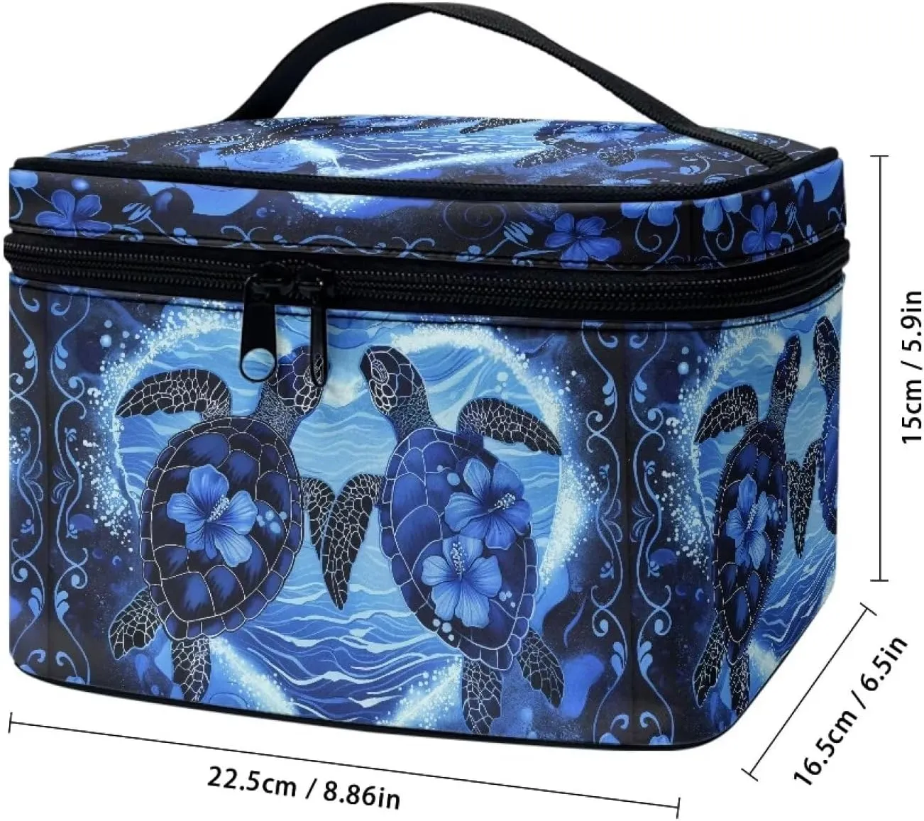 Sea Turtle Makeup Bag for Women Makeup Organizer Travel Case Casual Toiletry Bag with Handle Large Capacity Cosmetic Bag with Top Handle